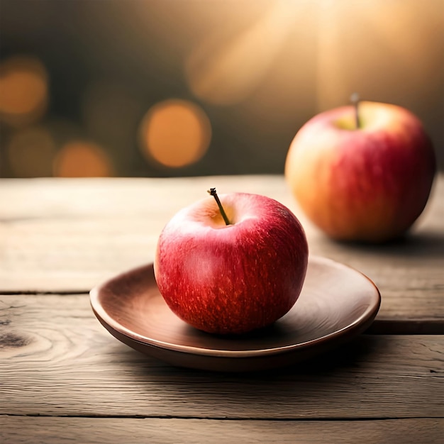 apple isolated on wooden background red apples in a wooden bowl with wooden background