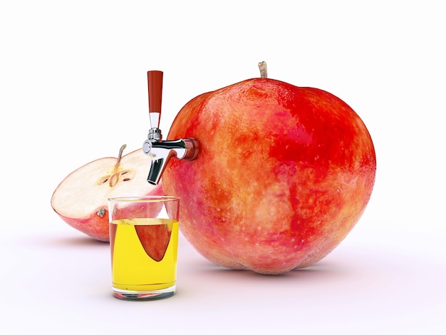 apple juice 3d rendering