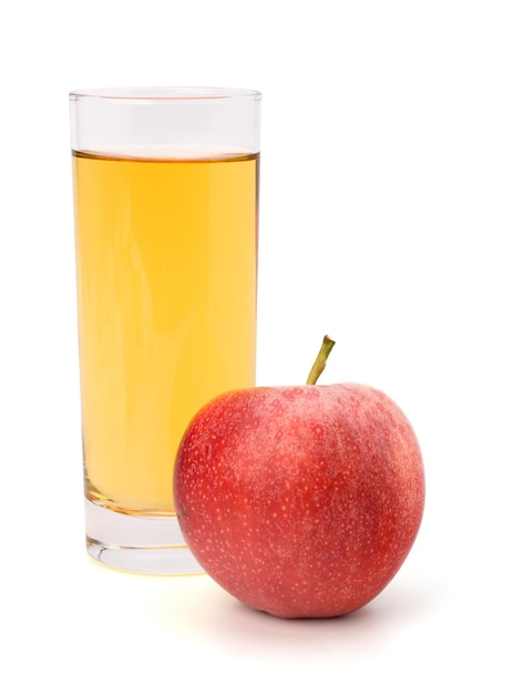 Apple juice in glass and apple