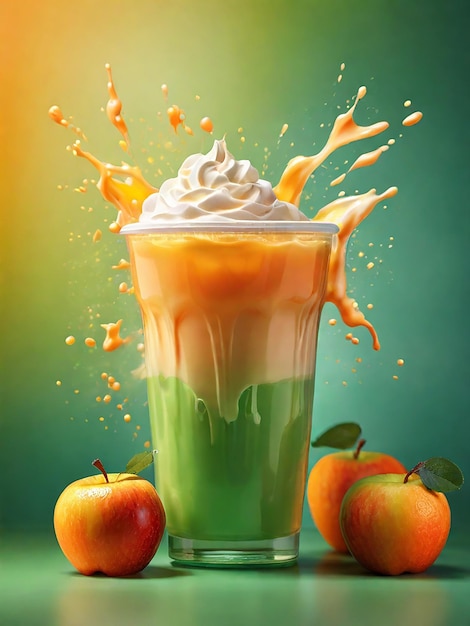 Apple Juice with very realistic Milk cream explosion