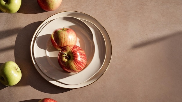 Apple in light brown plate nature morte