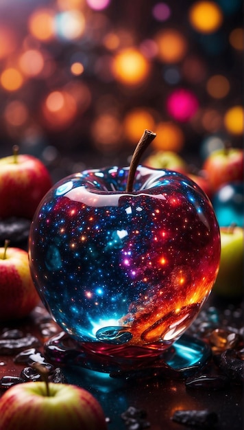 Photo apple made of crystal starapple