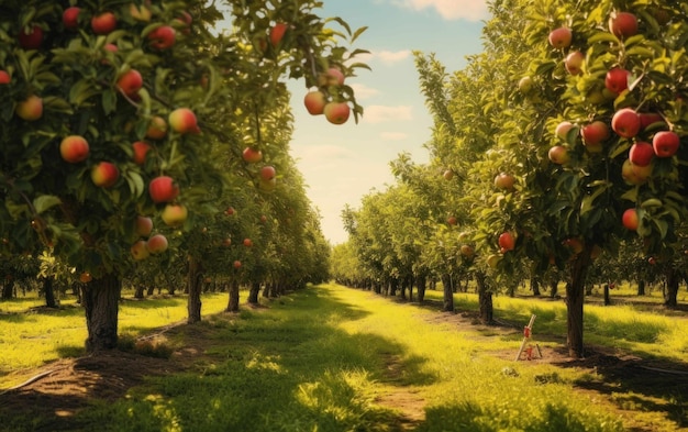 Apple Orchard with Ripening Apples