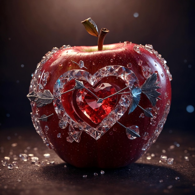 Photo an apple outside love symbol