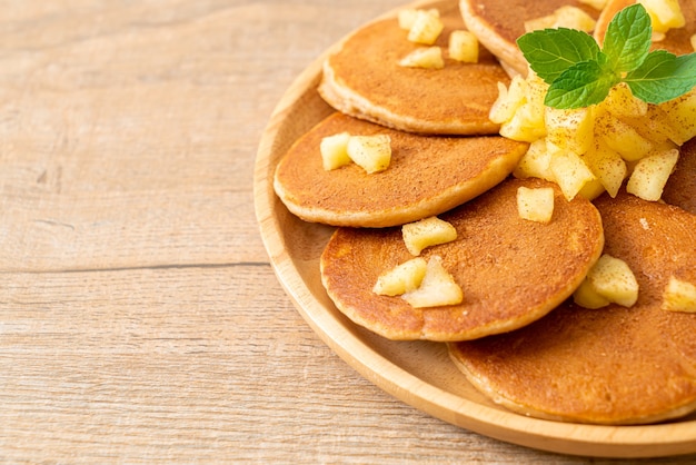 apple pancake or apple crepe with cinnamon powder