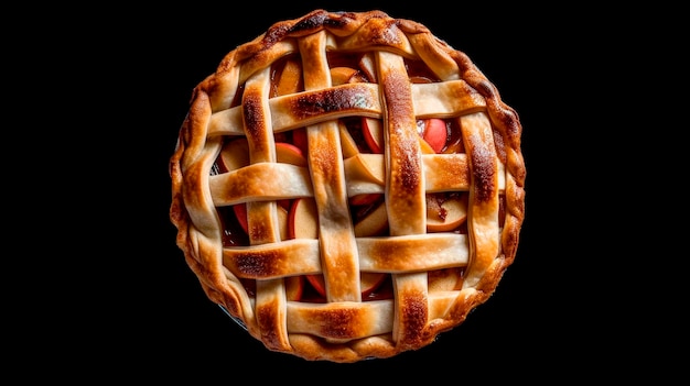 Яблочный пирог на темном фоне Генеративный ИИ