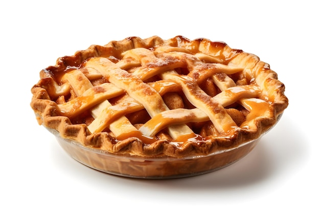 apple pie on table white background