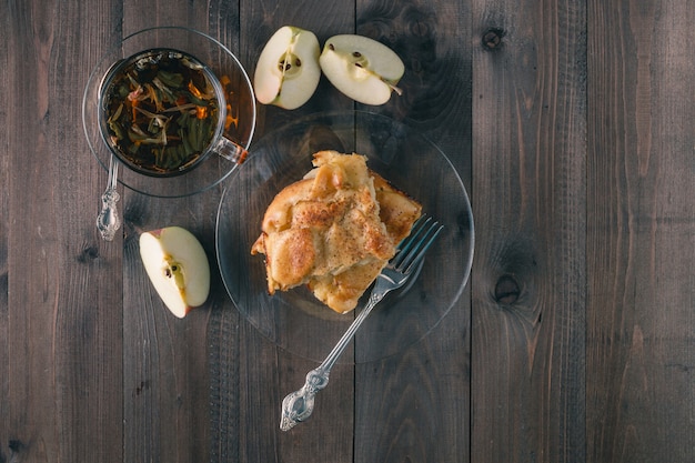 Apple pie on table