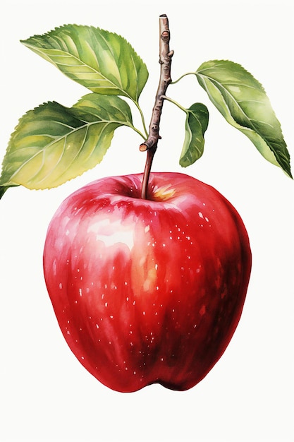 Apple Plakjes Aquarel Kunst Appel Rood Fruit Waterverf