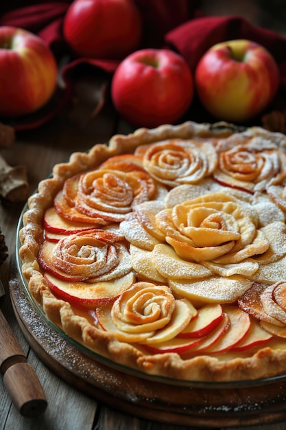 Apple Rose Tart with Powdered SugarxA