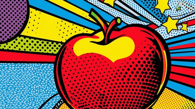 Apple roy lichtenstein cartoon colourful vintage generativi ai