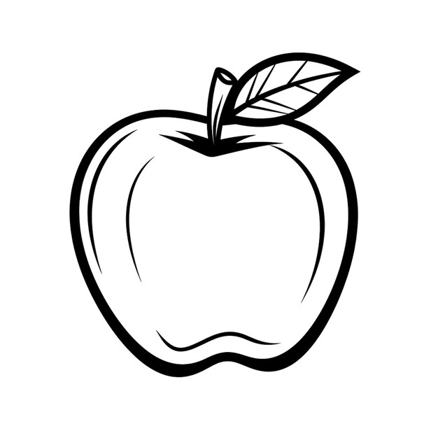 Apple sketch hand drawncute coloring book kawaii line art