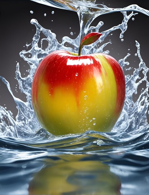 apple splashing water