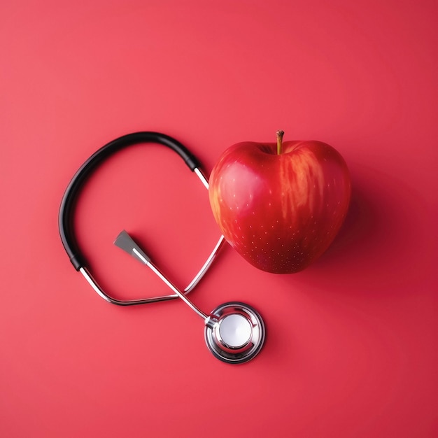 Photo apple stethoscope and healthy living