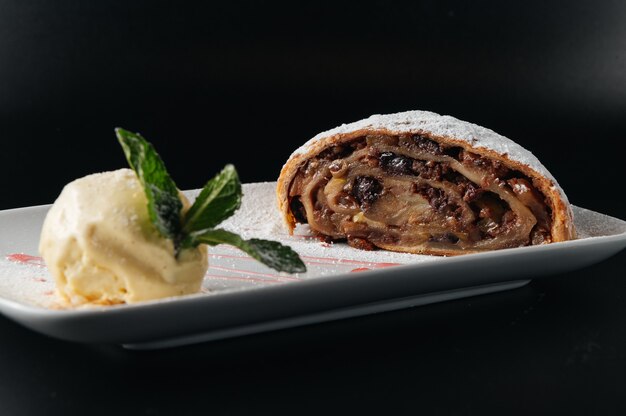 Apple Strudel and Ice Cream