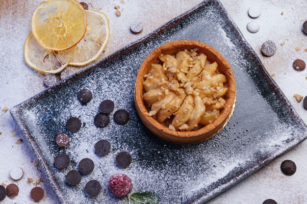 Apple tartlet dessert Homemade shortbread mini tart cake