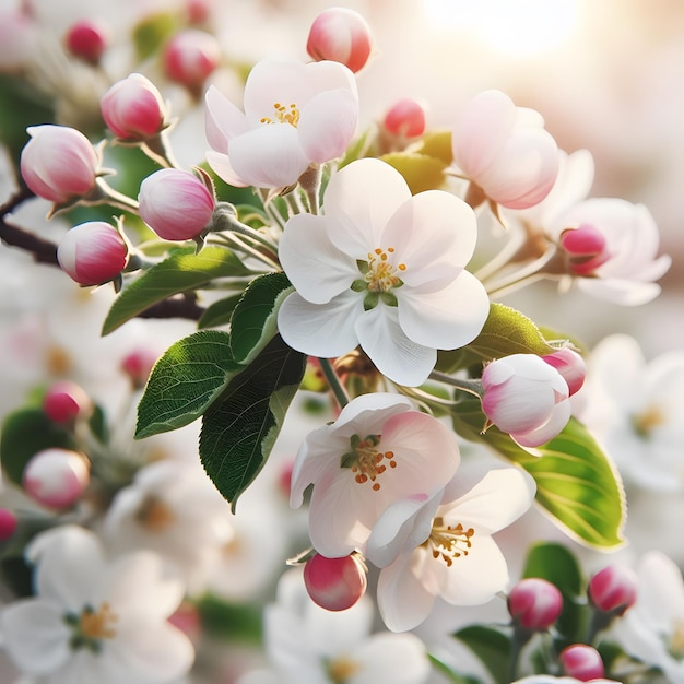 Фото Цветы яблоня на белом фоне