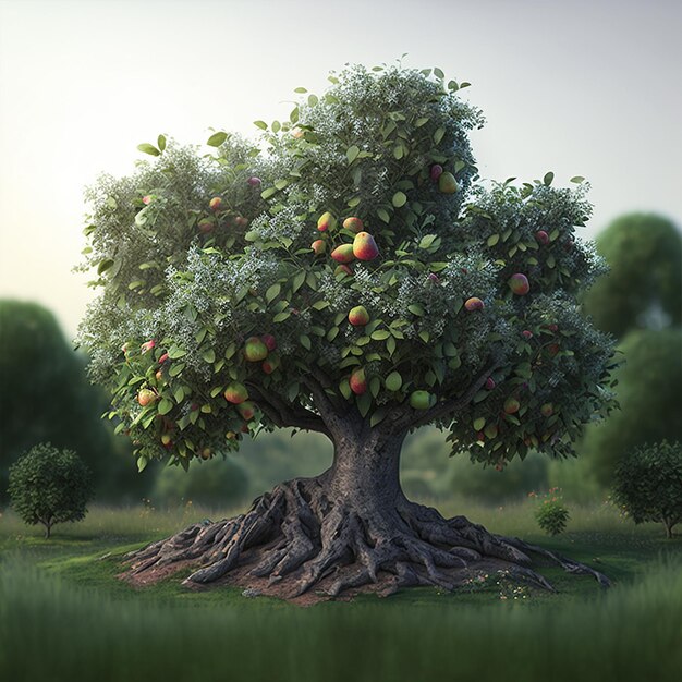 Apple tree greenred food Generative AI