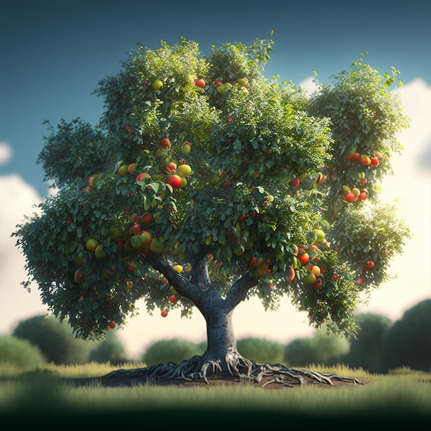 Apple tree greenred food Generative AI