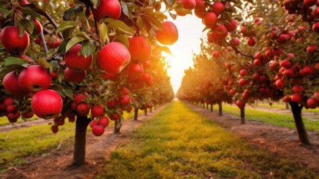 Apple Trees Adorned With Red Apples