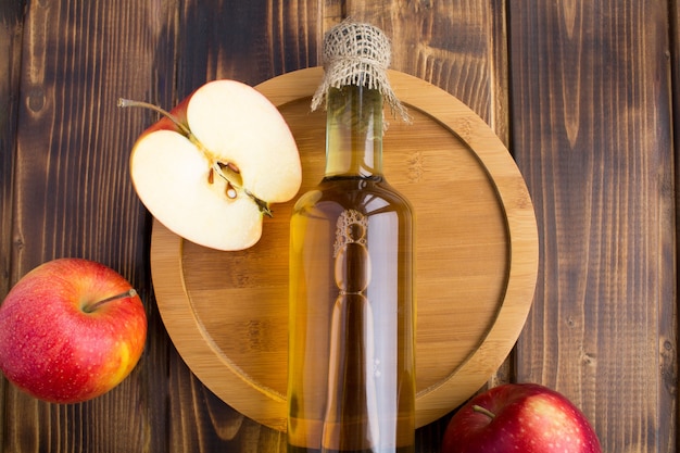 Apple vinegar cider in the glass bottle