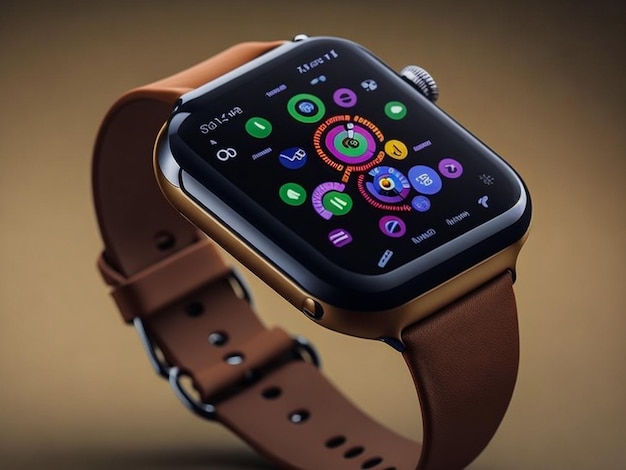 Apple Watch Sport 42mm Silver Aluminum Case with Black Sport Band with activity app on the display