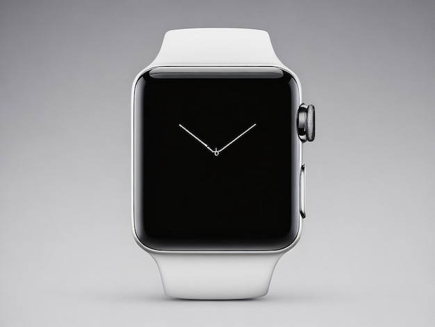 Фото apple watch sport 42 мм, серебристый алюминиевый корпус с черным спортивным ремешком и приложением для занятий на дисплее