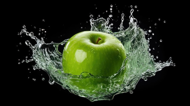 apple water splashes in a wave pattern