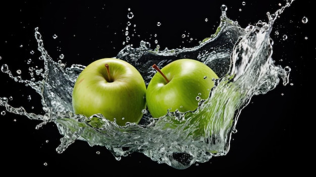 apple water splashes in a wave pattern