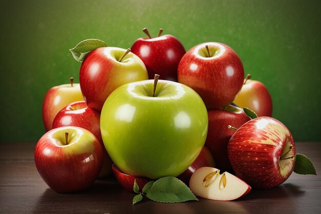 Apple with apples background