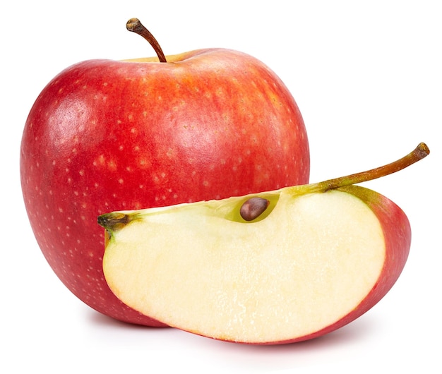 Яблоко с обтравочным контуром, изолированные на белом фоне