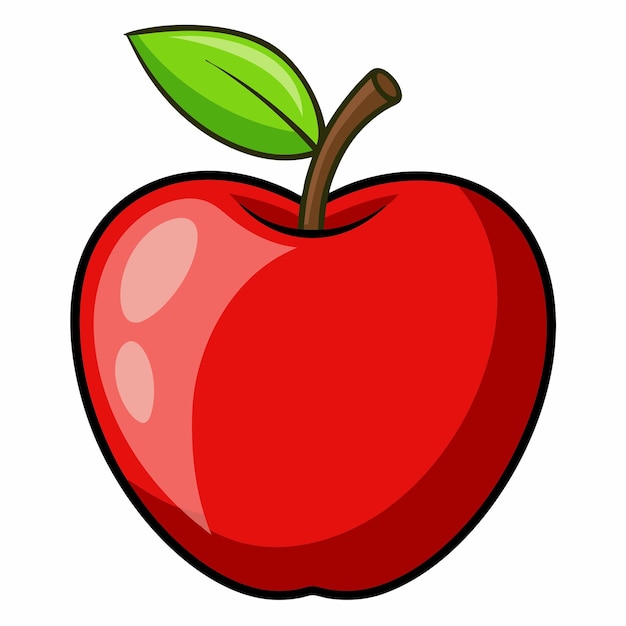 Photo an apple with a green leaf on it