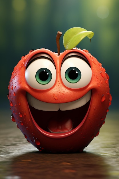 an apple with human face Pixar disney