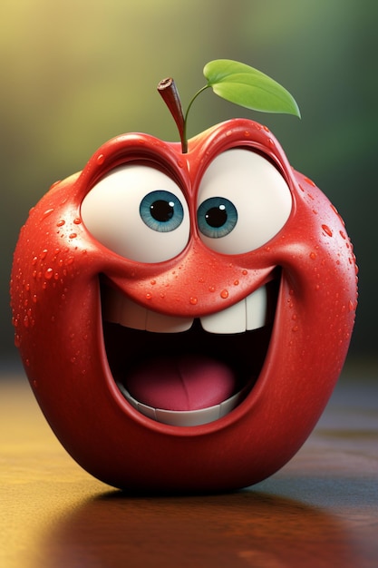 an apple with human face Pixar disney