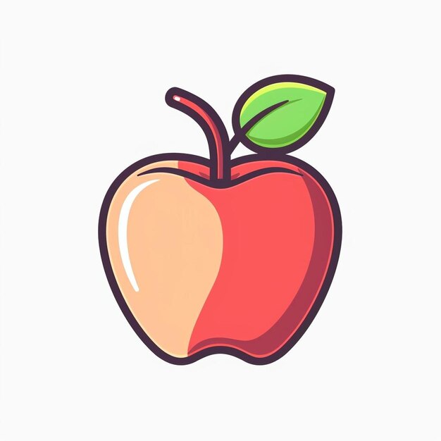 an apple with a leaf on top of it