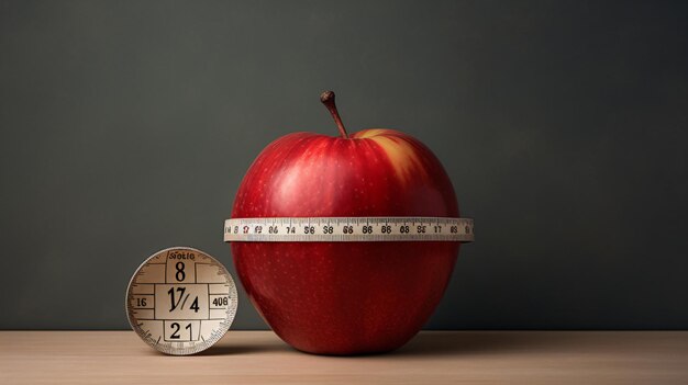 Apple with measuring tape