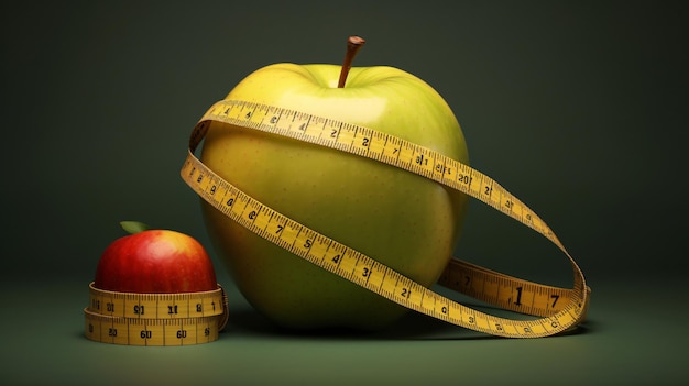 Apple with measuring tape