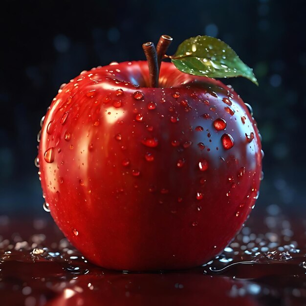 Apple with rain drops on it