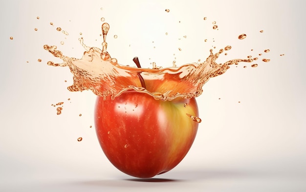 An apple with a splash of water