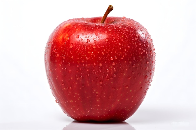 白い背景に水滴を持つリンゴ