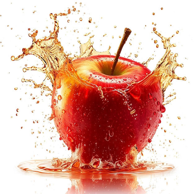 Apple with water splash isolated on white background