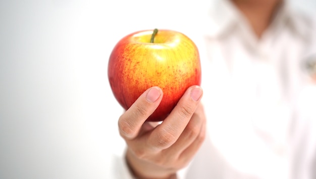 apple in woman hand                                