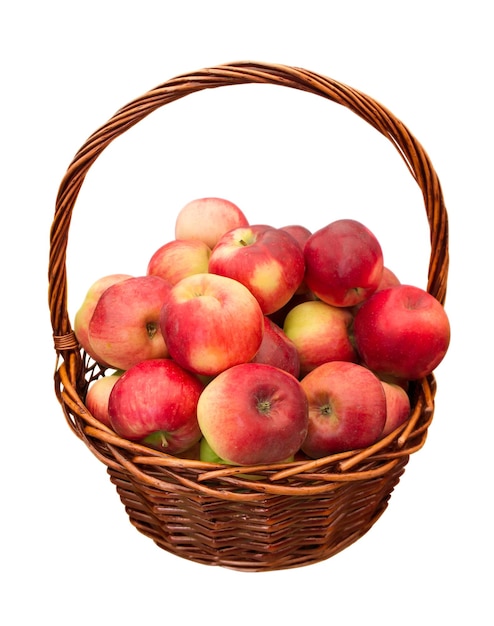 Apples in basket isolated