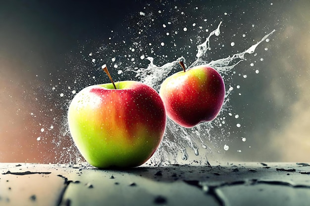 Apples composition with water splashes