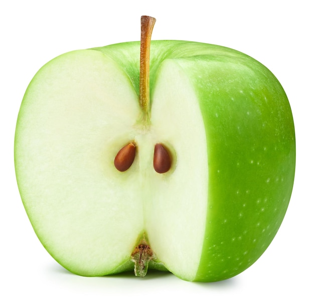 白で半分分離されたリンゴ