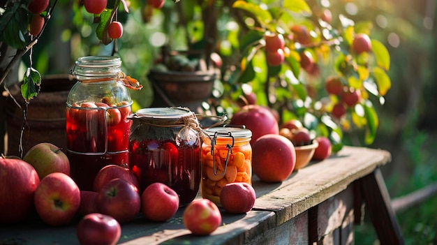 apples jam in a jar Selective focus