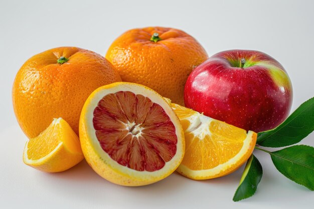 Apples and Orange Fruit Isolated On White Background