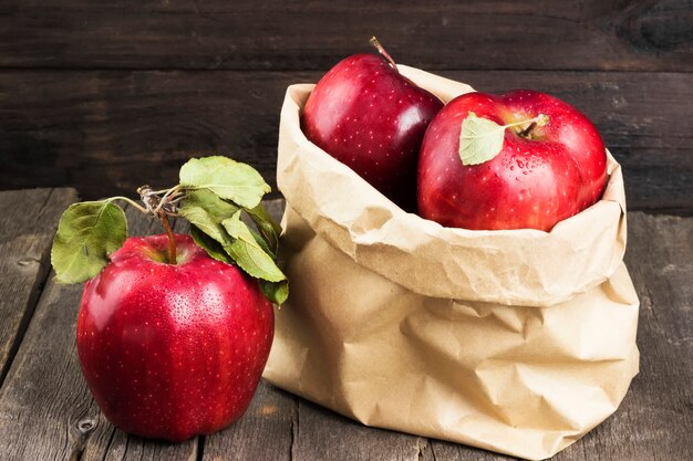 Red apples in the bag Royalty Free Vector Image