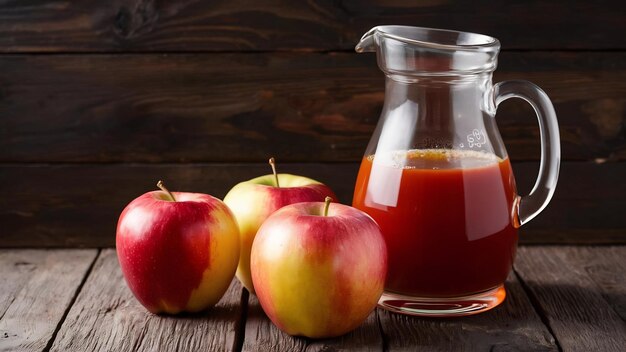 Apples and pitcher with juice