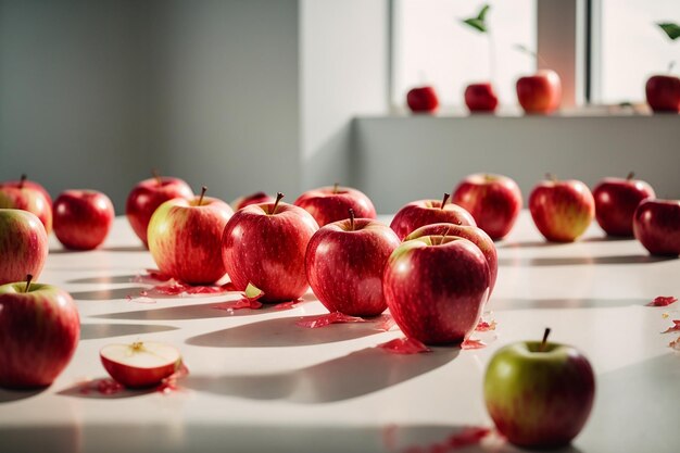 apples red fresh mellow juicy perfect whole on white desk